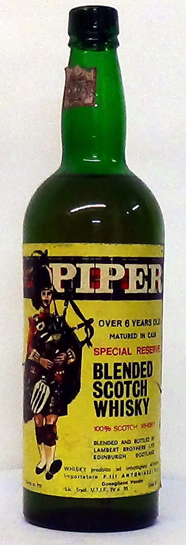 1970s Piper Over 6 Year Years Special Reserve Blended Scotch