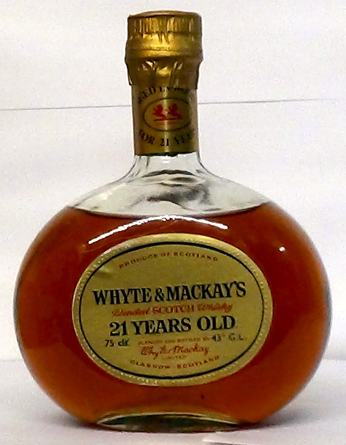 1980s Whyte & Mackay 21 Year Old Gold Medallion No Box