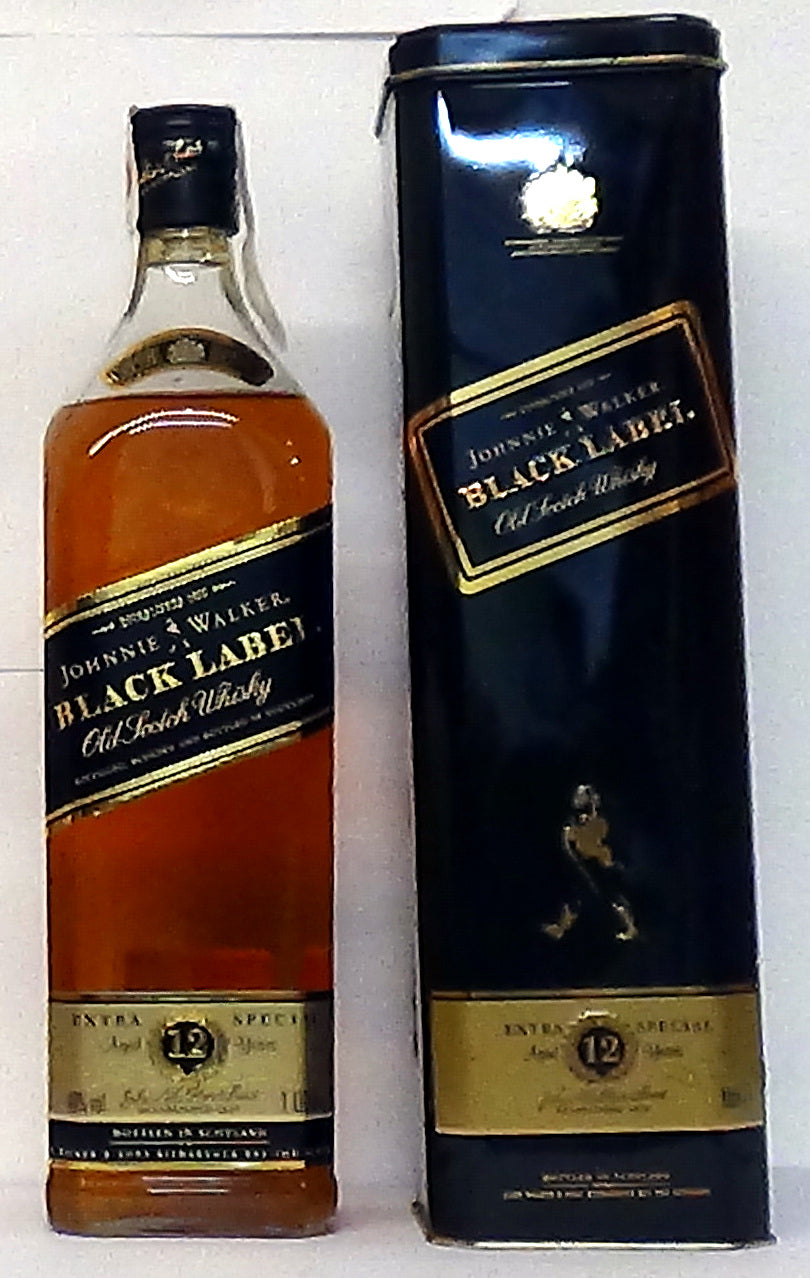 1990s Johnnie Walker 12-Year-Old Black Label (Extra Special) Old Scotch Whisky 1 litre, 40% vol, in tin