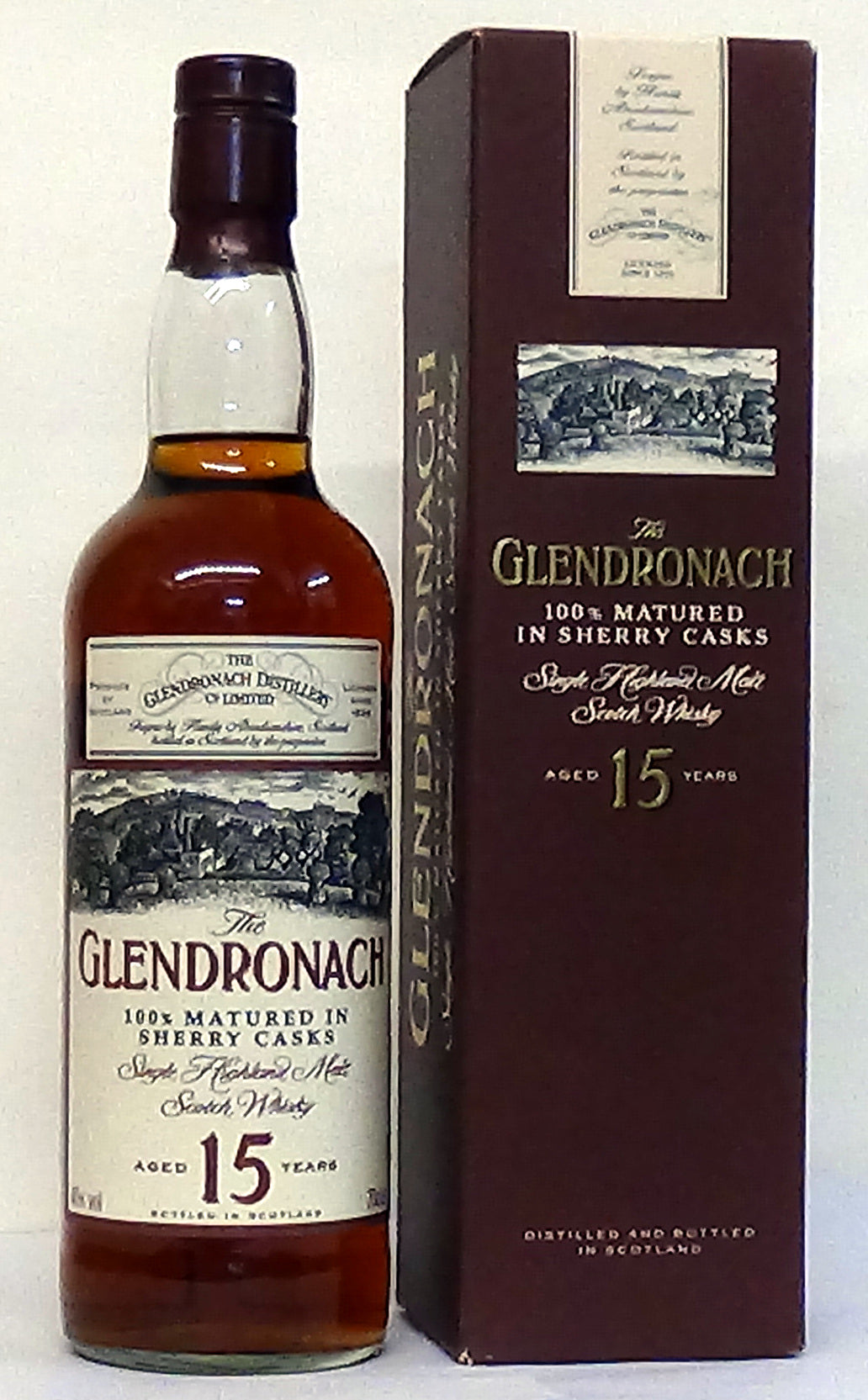 Glendronach 15 yo 40% abv 100% matured in sherry casks, +/-1995 Highland Malt