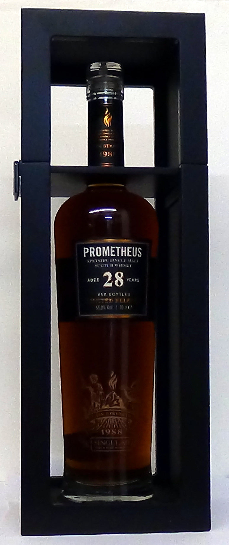 Prometheus Aged 28 Years Distilled 1988 'Smoky Speyside' Bottle Number 836/888 Limited Release Cask Strength Single Malt Scotch Whisky, 53.0% vol, 70 cl, in presentation case (label slightly loose on edges).