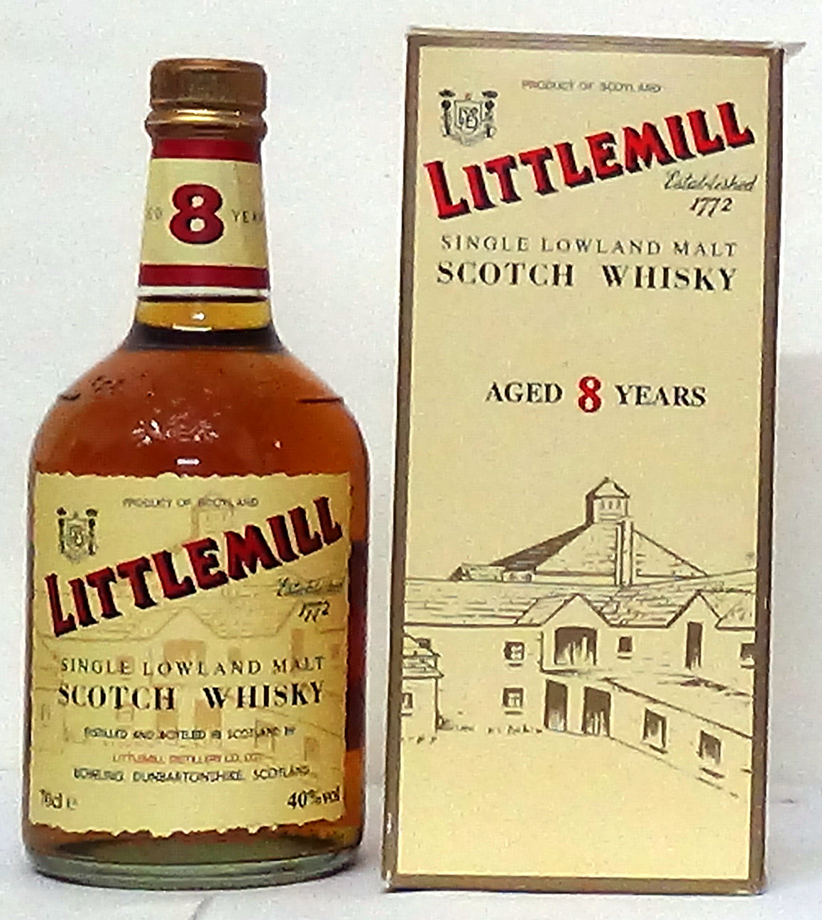 1980s Littlemill 8 Year Old Lowland Malt - Scottish Whiskey - Whiskey