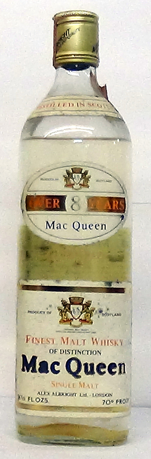 1960s Mac Queen Over 8 Years Finest Malt Whisky 26 2\3 fl oz