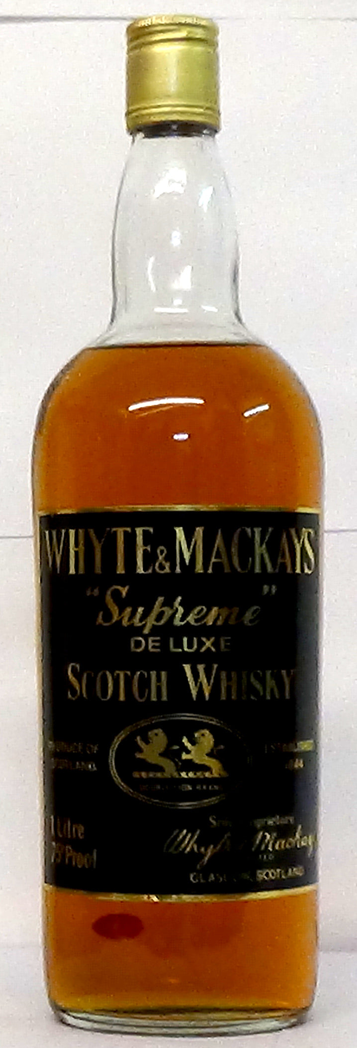 1970s Whyte & Mackay “Supreme” De Luxe Scotch 75 Proof 1 Litre