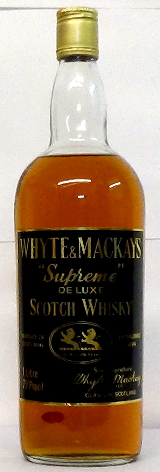 1970s Whyte & Mackay “Supreme” De Luxe Scotch 75 Proof 1 Litre