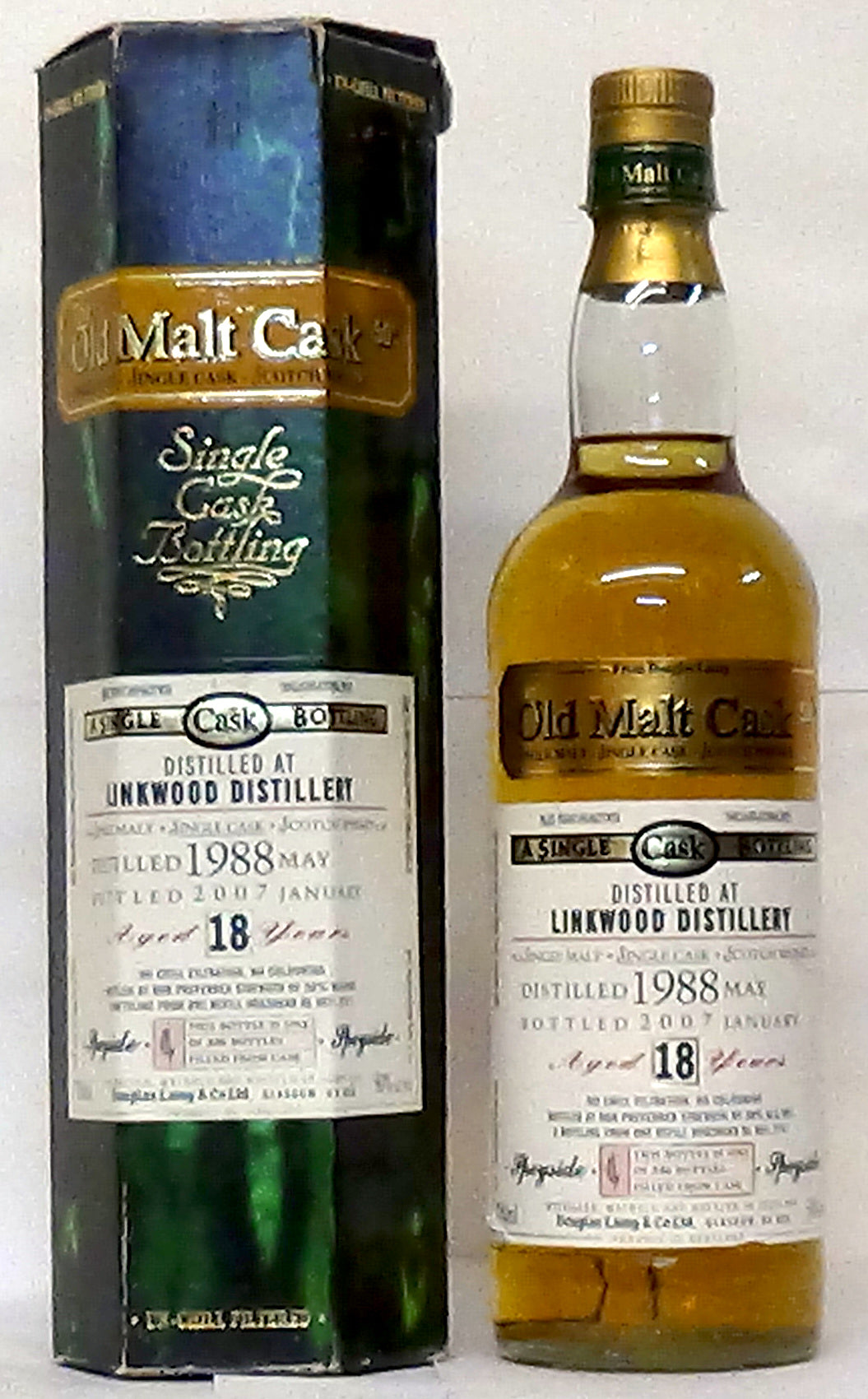 1988 Linkwood 18 Year Old Single Cask Bottling Single Malt Distilled May 1988, Bottled January 2007,1 of 336 Bottles, 50% vol The Old Malt Cask