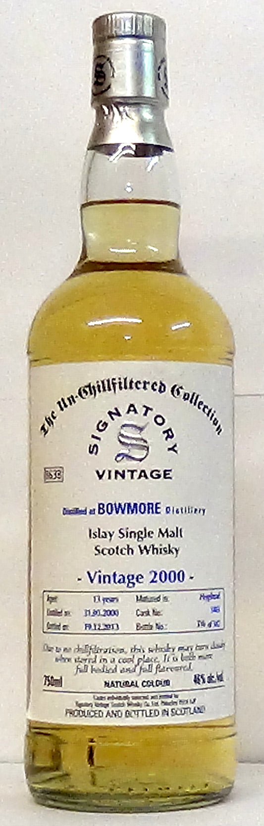 2000 Signatory Vintage The Un-Chillfiltered Collection Bowmore 13 year Old Single Malt Scotch Whisky, Islay, Scotland