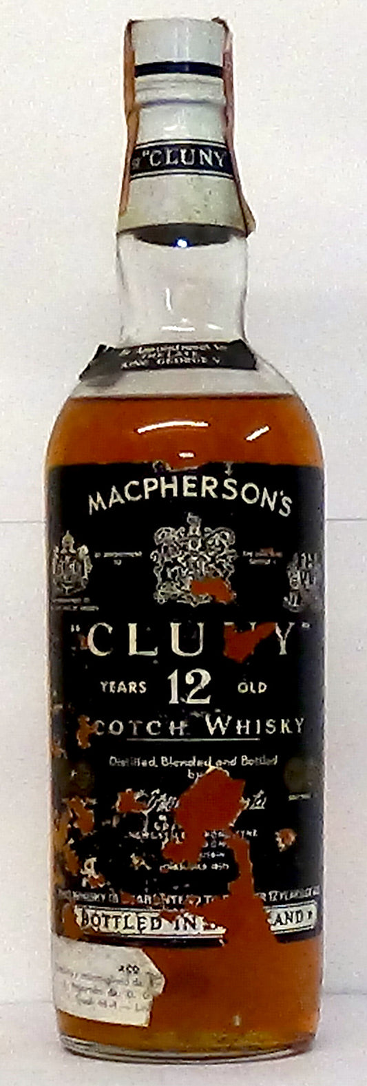 Cluny 12 Year Old Blended Scotch Damaged Label Mid Shoulder