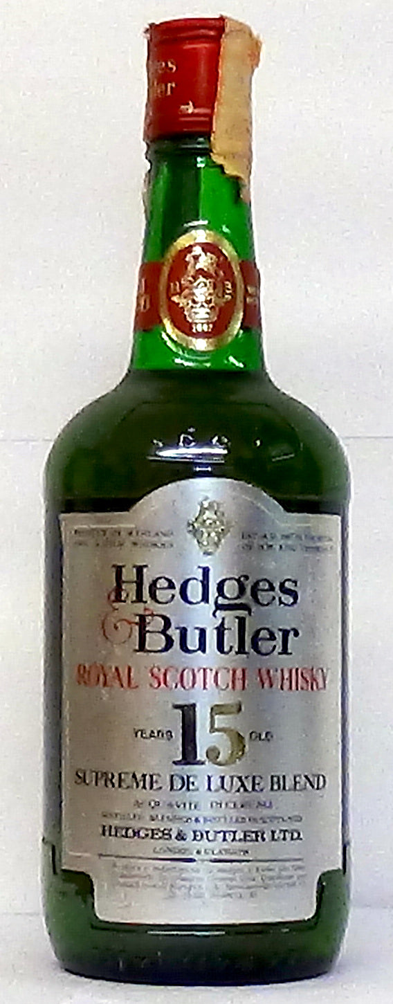 Hedges and Butler 15 Year Old Royal Scotch Whisky 1980s