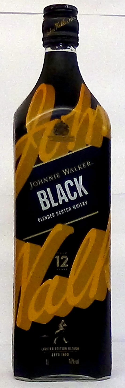 Johnnie Walker Black Blended Scotch Whisky, Aged 12 years, Black and Yellow Design 'Keep Walking',40% vol. Limited Edition Design