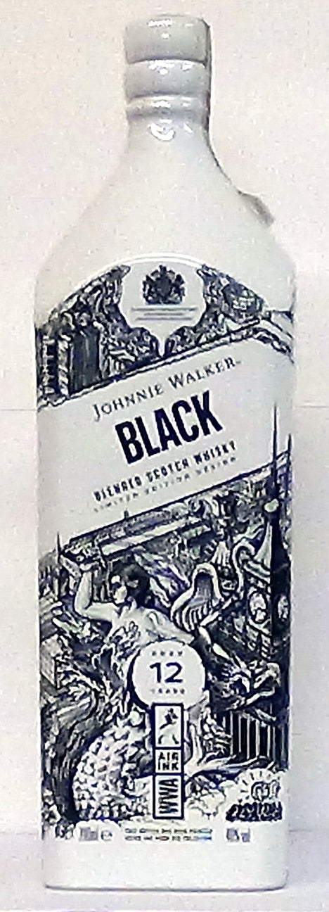 Johnnie Walker Black Label Aged 12 years with limited edition Warsaw design printed with Air-Ink - ink from air pollution