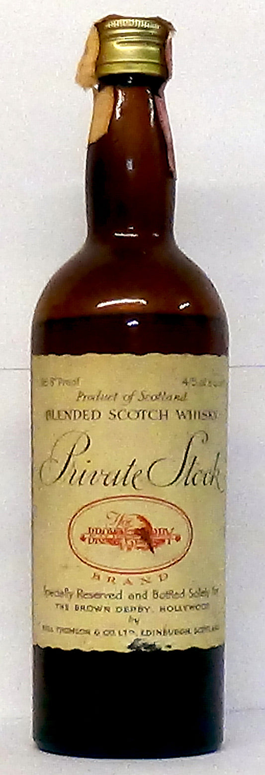 Private Stock Blended Scotch The Brown Berry Derby By Hill Thomson & Co ⅘